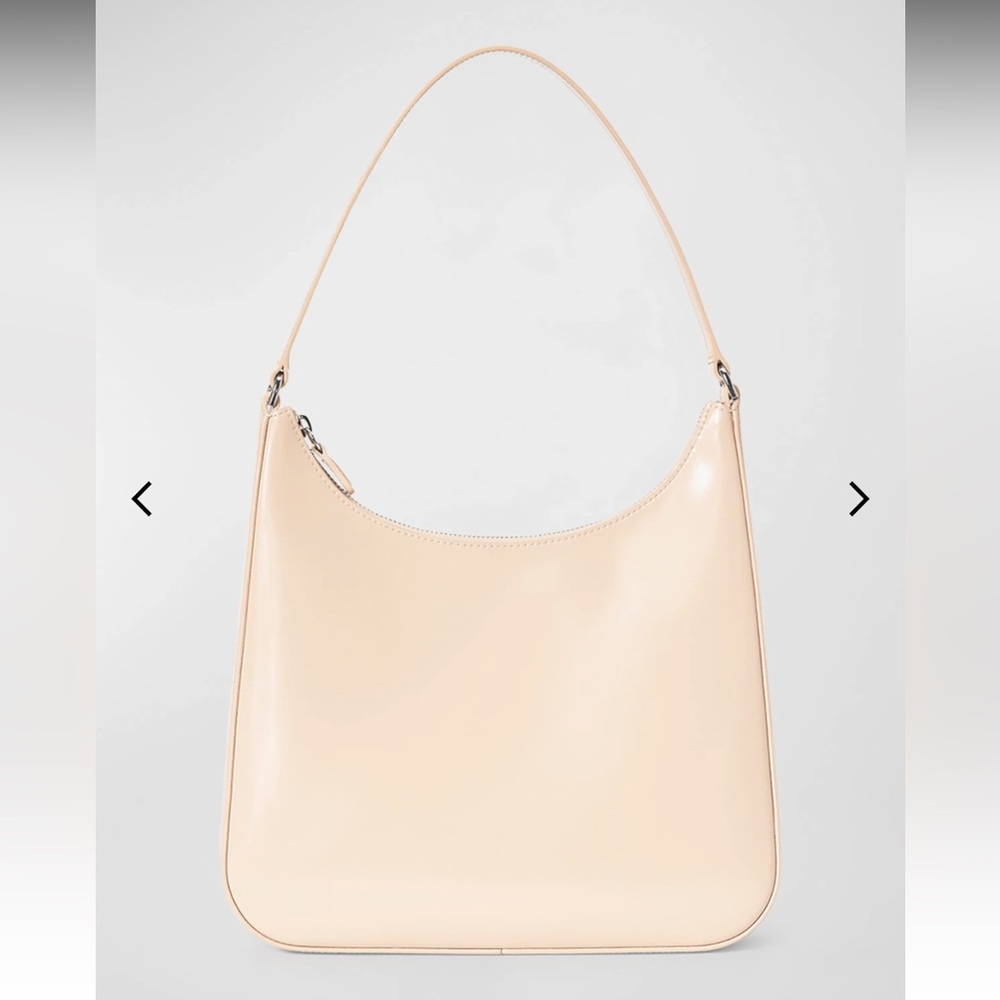 NWT STAUD Alec Zip Leather Shoulder Bag, Beige